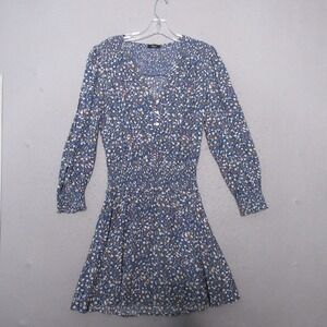 Rails Dress‎ Blue Ditsy Floral Mini Smocked Zana Cottage Core Boho Puff Sleeve